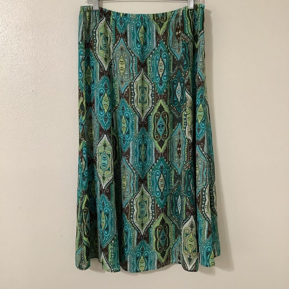 Vintage Y2K 2000s Blue Green Fairycore Bohemian Boho Fairy Grunge Maxi‎ Skirt 14